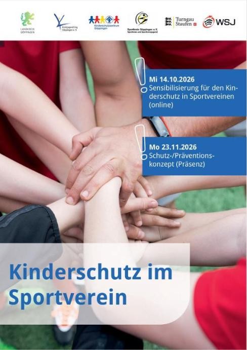 Einladung Kinderschutz im Sportverein, oben die Veranstalter, Hinweis auf die Termine