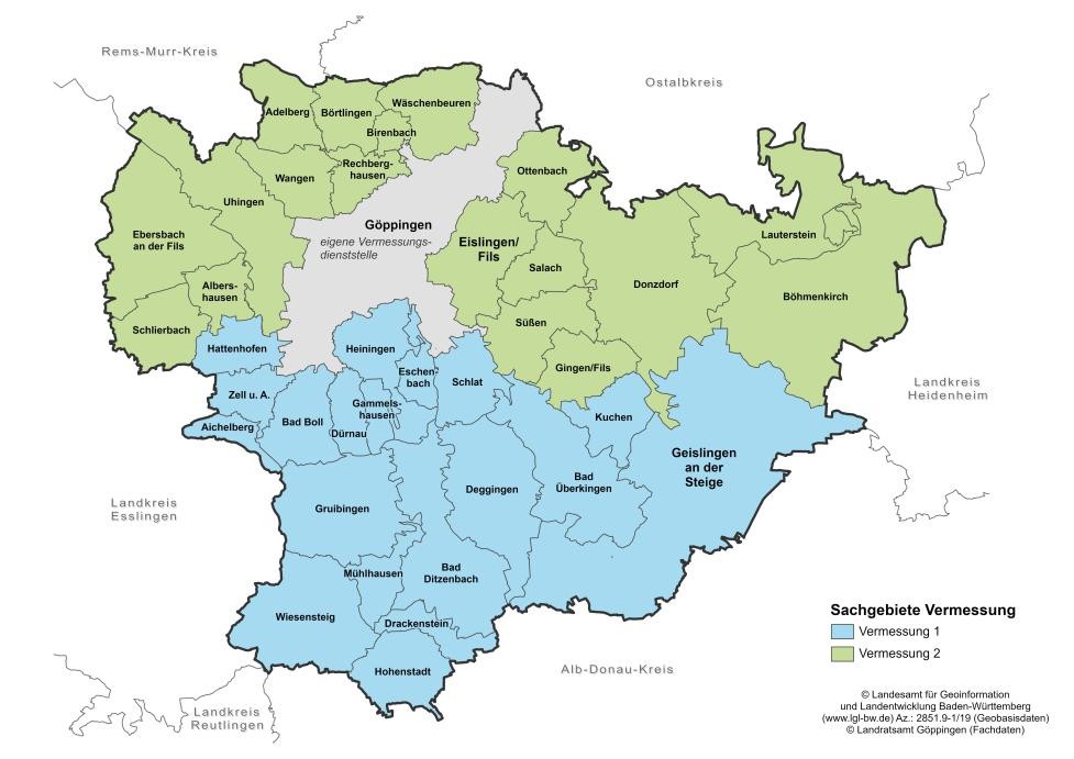 Sachgebietskarte der Abteilung Vermessung