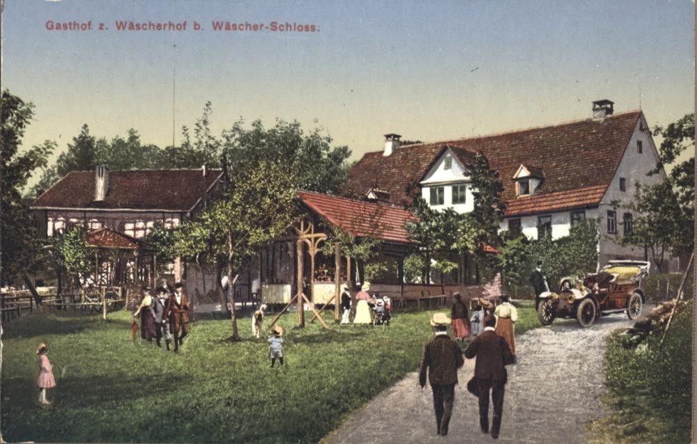 Der Gasthof zum Wäscherhof in Wäschenbeuren um 1910 (Bestand S 11 Nr. 1277)