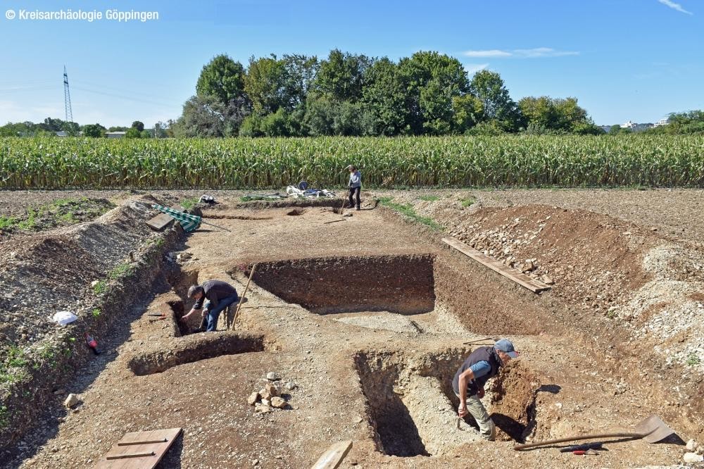 Kastell Eislingen / Salach, Blick auf die Grabungsfläche 2019 (Foto: Kreisarchäologie Göppingen)