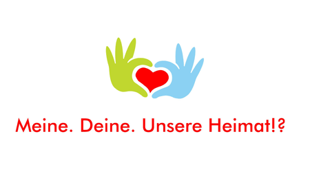 Logo des Netzwerkes: Meine. Deine. Unsere Heimat!?