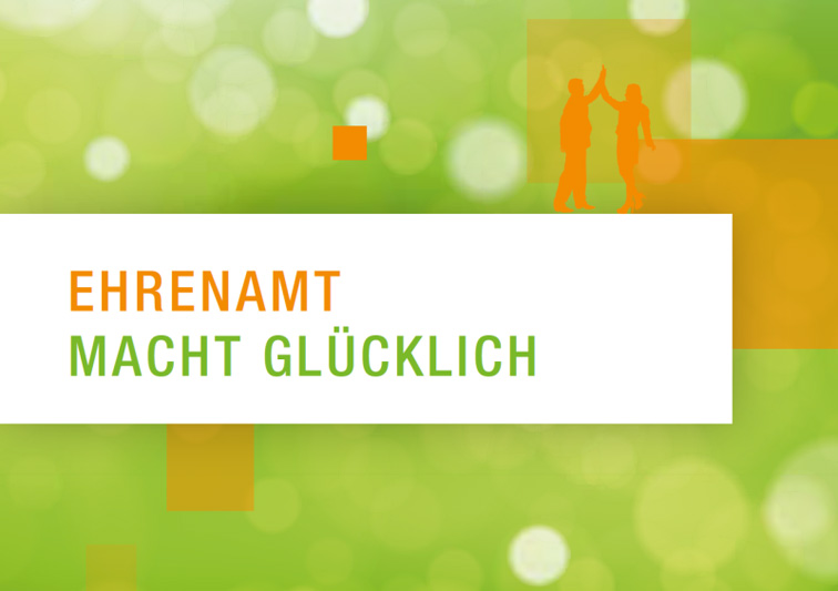 Karte mit Aufschrift Ehrenamt macht glücklich