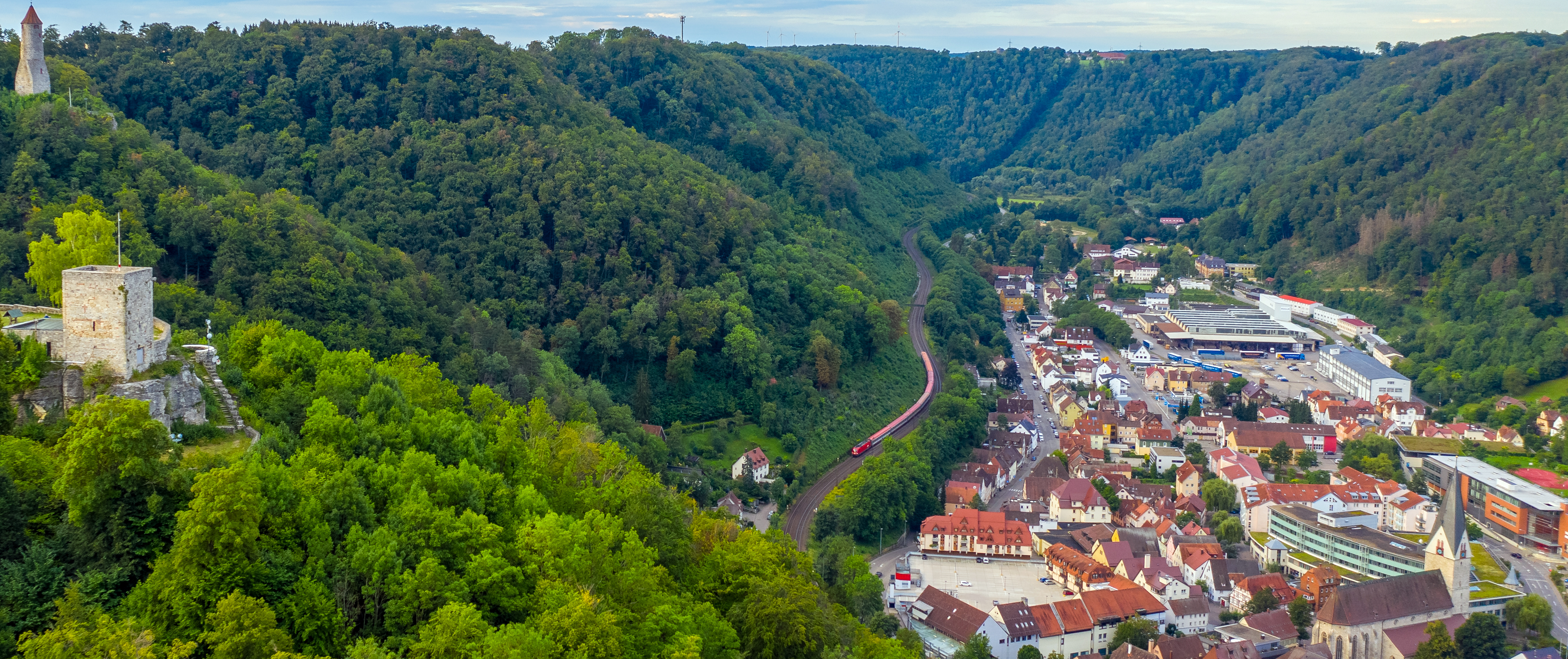 Luftaufnahme von der Geislinger Steige Luftaufnahme von der Geislinger Steige