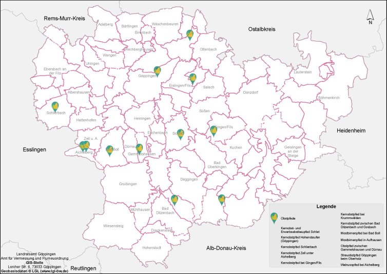 Vorschaubild (Link) zur interaktiven Karte der Obstpfade im Landkreis Göppingen