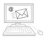 Computer mit E-Mail Bild auf dem Bildschirm