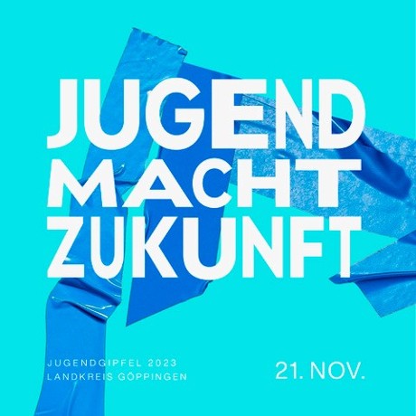 Logo Jugend macht Zukunft mit der Aufschrift Jugendgipfel 21. November 2023