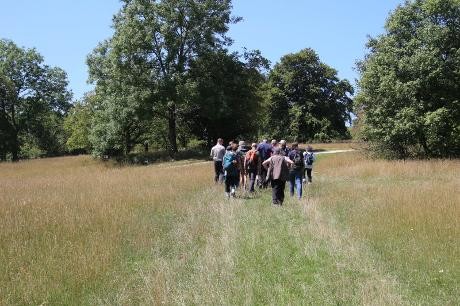 Revierleiter Elsenhans mit den Interessierten im Hutewald Revierleiter Elsenhans mit den Interessierten im Hutewald