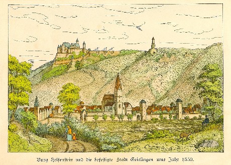Geislingen an der Steige um 1550 (Romantisierende Darstellung aus dem 19. Jahrhundert, S 18 Nr. 197) Geislingen an der Steige um 1550 (Romantisierende Darstellung aus dem 19. Jahrhundert, S 18 Nr. 197)
