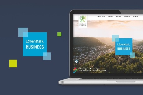 Launch Löwenstark.business Visialisierung der neuen Website auf Laptop