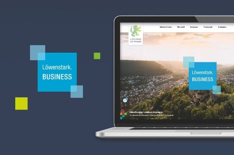 Launch Löwenstark.business Visialisierung der neuen Website auf Laptop
