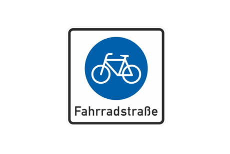 Verkehrszeichen mit Fahrradsymbol und Schriftzug "Fahrradstraße" Verkehrszeichen mit Fahrradsymbol und Schriftzug "Fahrradstraße"